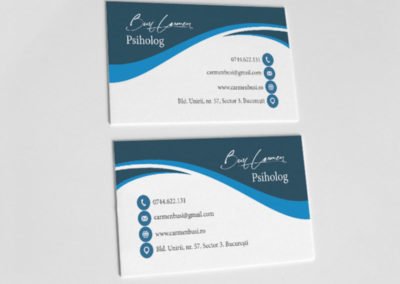 Blue psychology business card.